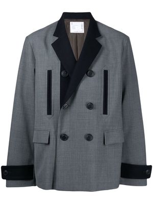 sacai panelled double-breasted blazer - Blue