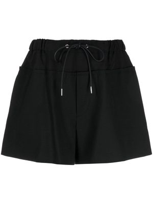 sacai panelled flared shorts - Black
