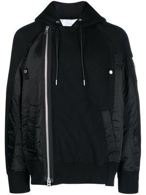sacai panelled hooded jacket - Black