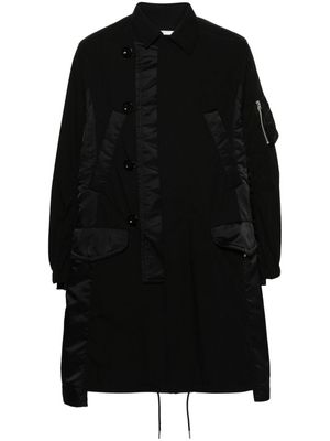 sacai panelled military coat - Black