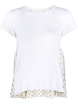 sacai panelled polka-dot cotton T-shirt - White