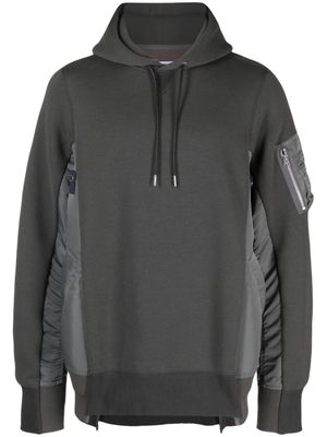 sacai panelled raglan-sleeve hoodie - Grey