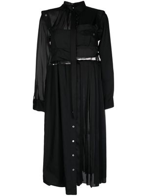 sacai panelled shirt dress - Black