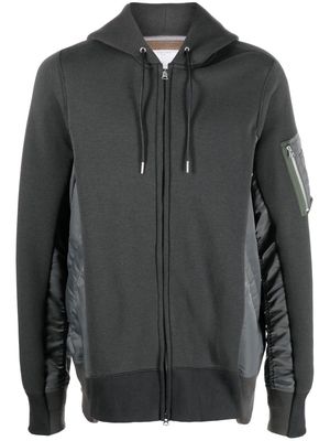 sacai panelled zip-up hoodie - Grey