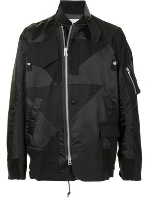 sacai patchwork bomber jacket - Black