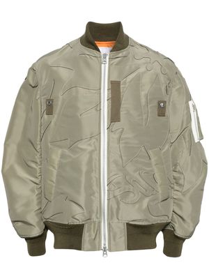 sacai patchwork bomber jacket - Green