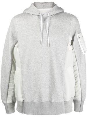 sacai patchwork drawstring hoodie - Grey