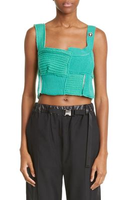 Sacai Patchwork Knit Camisole in Green