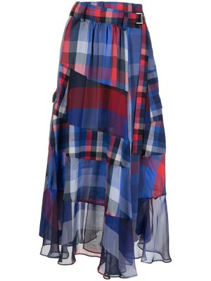 sacai patchwork plaid skirt - Blue