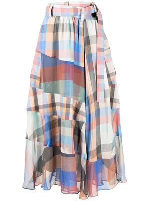 sacai patchwork plaid skirt - Multicolour