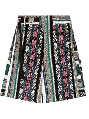 sacai patterned tailored shorts - Blue