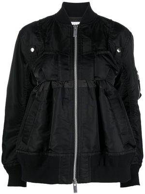 sacai peplum oversized bomber jacket - Black