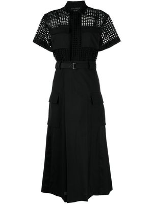 sacai perforated-layer midi dress - Black