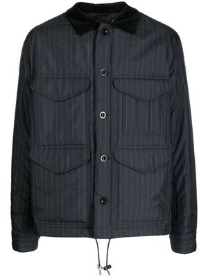 sacai pinstripe cotton shirk jacket - Black