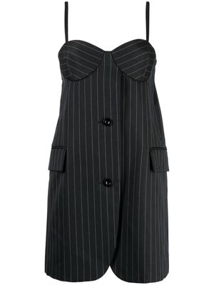 sacai pinstripe twill-corset mini dress - Black