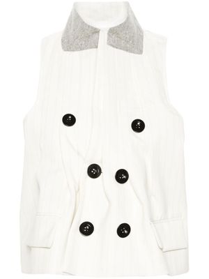 sacai pinstriped double-breasted vest - White