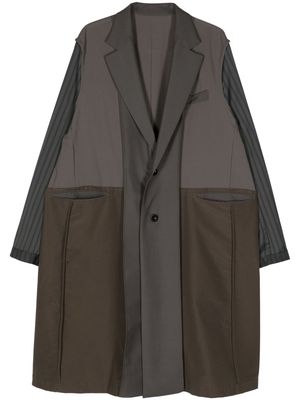 sacai pinstriped single-breasted coat - Brown