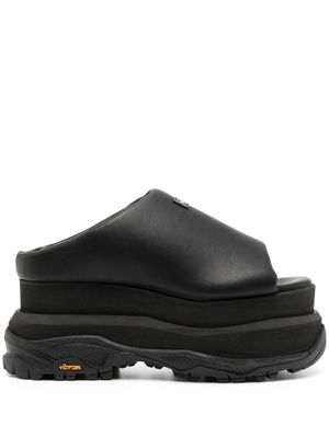 sacai platform-sole leather slides - Black