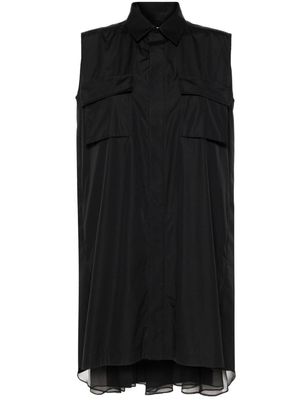 sacai pleat-detail cotton shirtdress - Black