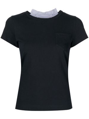 sacai pleat-panel cap-sleeve T-shirt - Blue