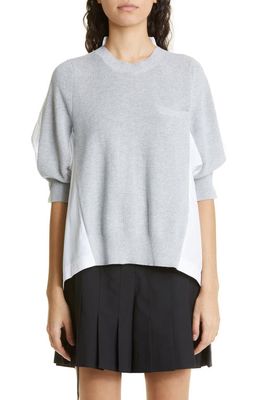 Sacai Pleated Back Panel Sweater in L/Graywhite