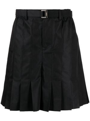 sacai pleated belted shorts - Black