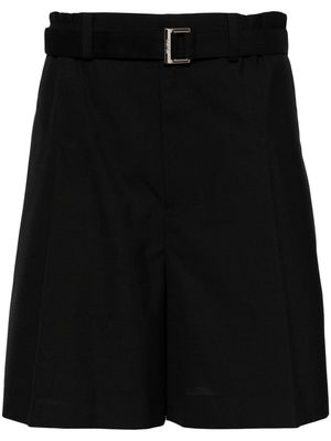 sacai pleated cotton shorts - Black