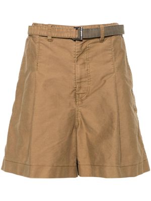 sacai pleated cotton shorts - Neutrals