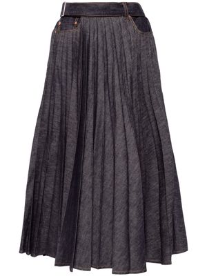 sacai pleated denim wrap skirt - Blue