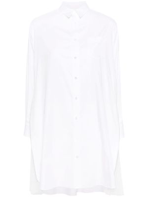 sacai pleated-sides short shirtdress - White