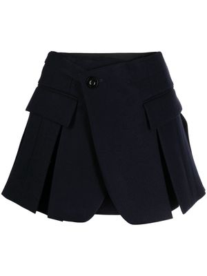 sacai pleated wool shorts - Blue