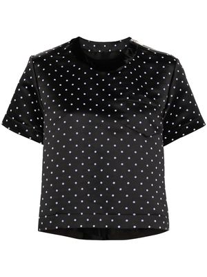 sacai polka-dot print zip-up T-shirt - Black