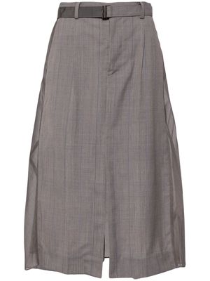 sacai Prince of Wales check midi skirt - Grey