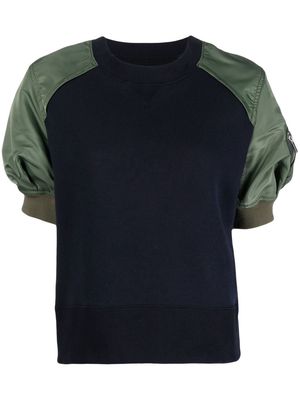 sacai puff-sleeve crew neck sweatshirt - Blue
