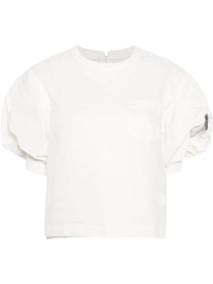 sacai puff-sleeved panelled blouse - White