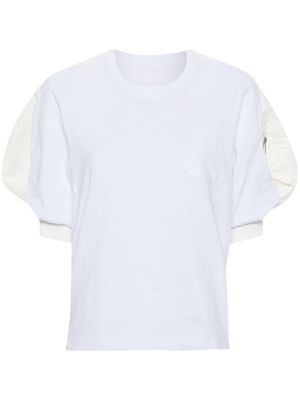 sacai puff-sleeves cotton T-shirt - White