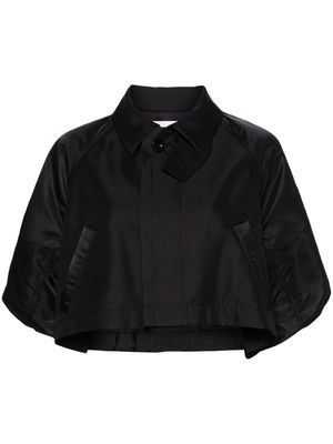 sacai puff-sleeves cropped jacket - Black