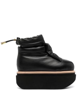 sacai puffy leather ankle boots - Black