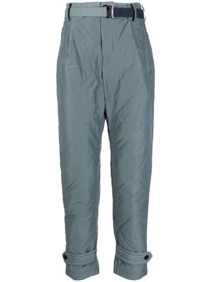 sacai quilted belted straight trousers - Blue