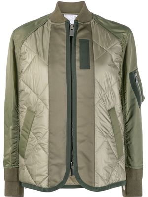 sacai quilted bomber jacket - Green