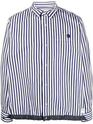 sacai raised-logo striped shirt - Blue