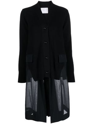 sacai reconstructed knitted cardigan - Black
