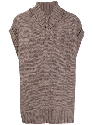 sacai rib-trimmed knitted vest - Brown