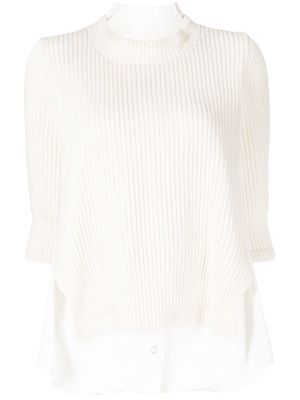 sacai ribbed-knit layered jumper - White