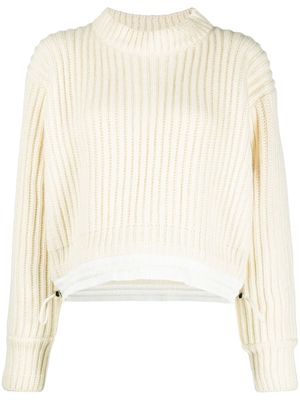sacai ribbed-knit long-sleeve jumper - Neutrals