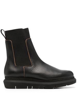 sacai round-toe leather boots - Black