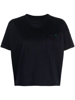 sacai S-embroidered cotton T-shirt - Blue