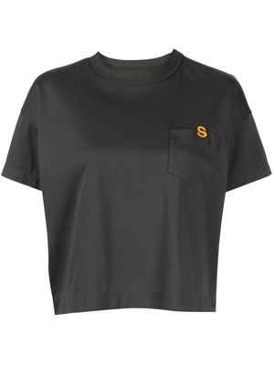 sacai S-embroidered cotton T-shirt - Grey