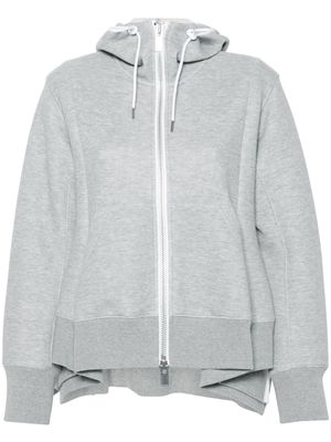 sacai sash-detail mélange zipped hoodie - Grey