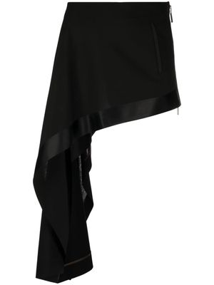 sacai satin-trim asymmetric skirt - Black
